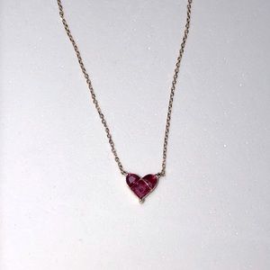 14 k gold , lovely red heart necklace